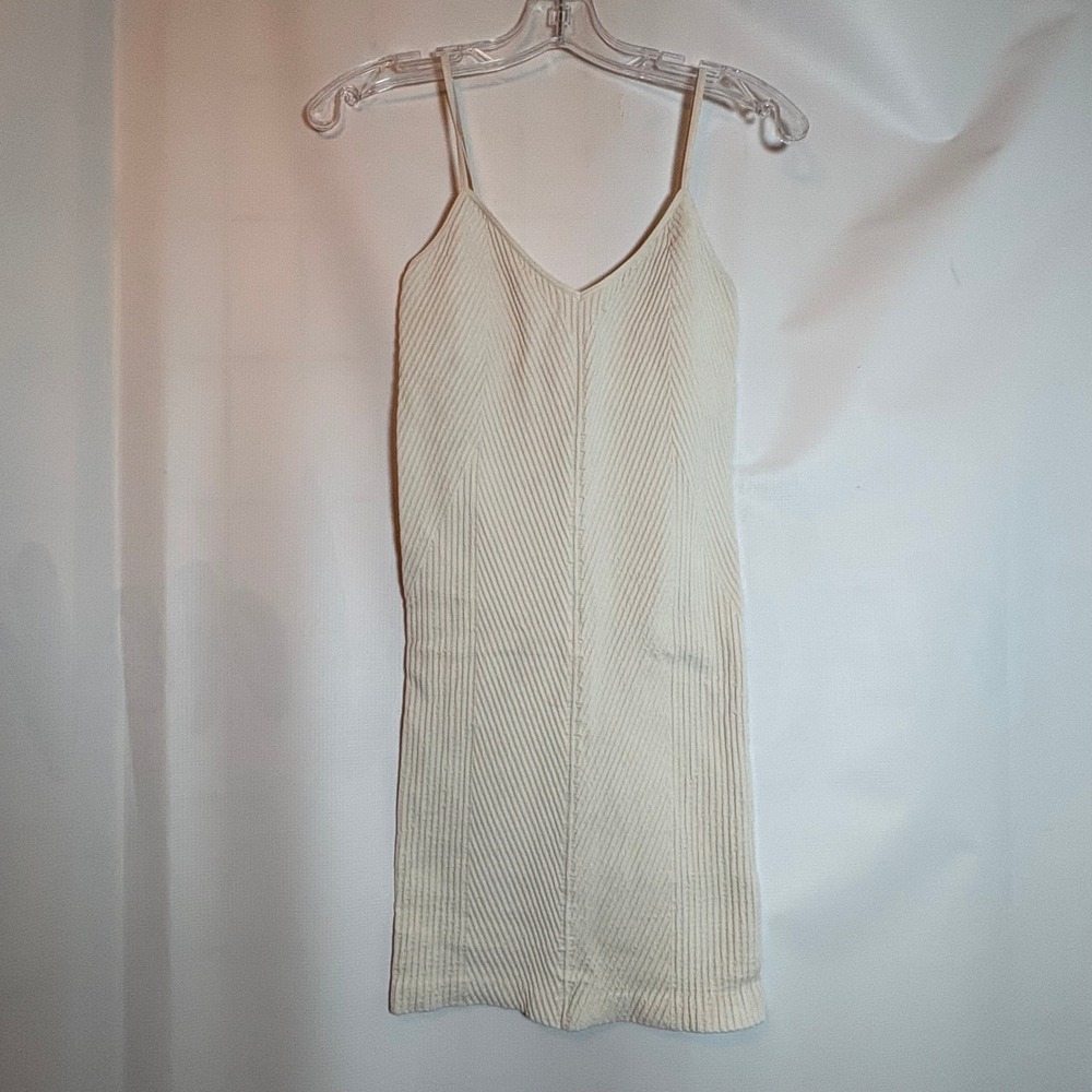 Spiritual Gangster Ribbed V Neck‎ Camisole Tank Mini Dress Cream XS/S Athleisure